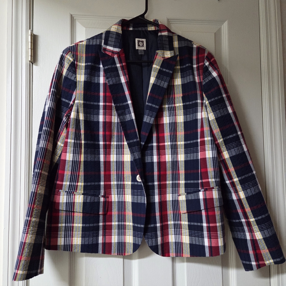 Anne Klein Plaid Blazer Jacket
